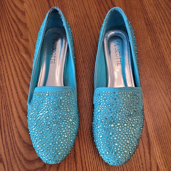 Mascotte Shoes - Mascotte seafoam rhinestone flats, Size 7.5